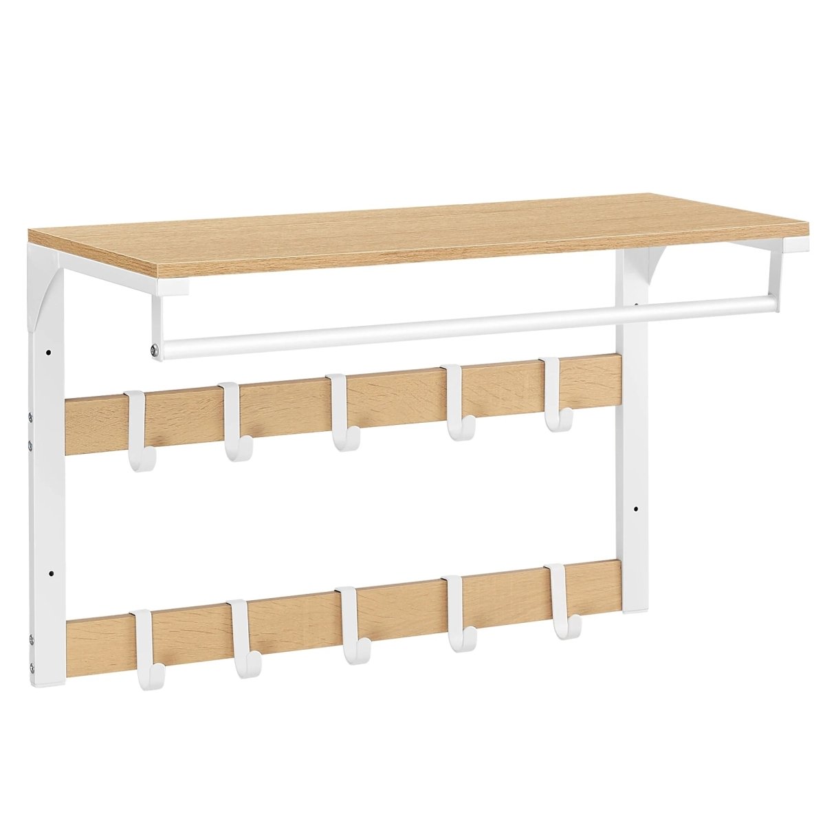 BowLift | 3-in-1 wall coat rack with shelf, hooks, and clothes rail