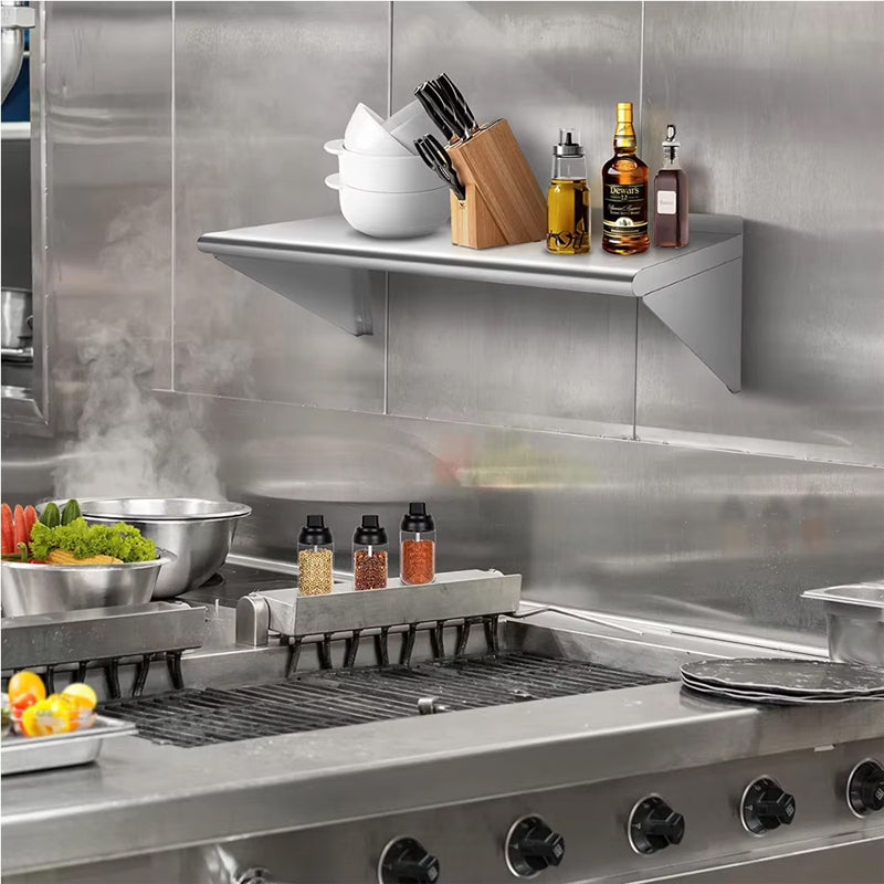 BowLift | Wall Stainless Steel Shelf, Wall Mounted Floating Shelving For Restaurant, Kitchen, Home And Hotel