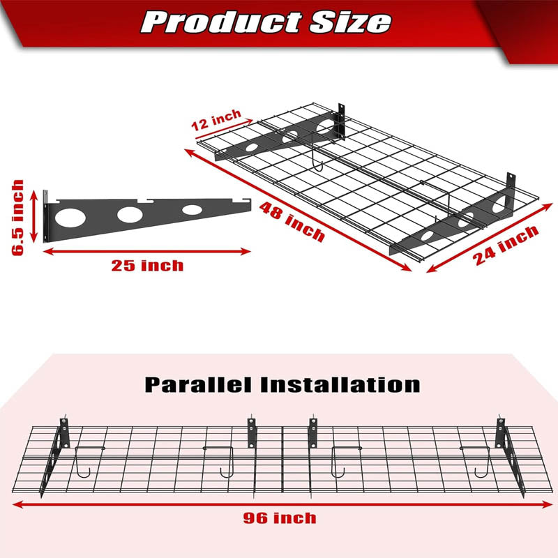 BowLift | Wall Shelf 2 Pack Garage Wall Shelf 2 x 4 ft/24 * 48 inch for Garage Heavy Duty Wall Shelving