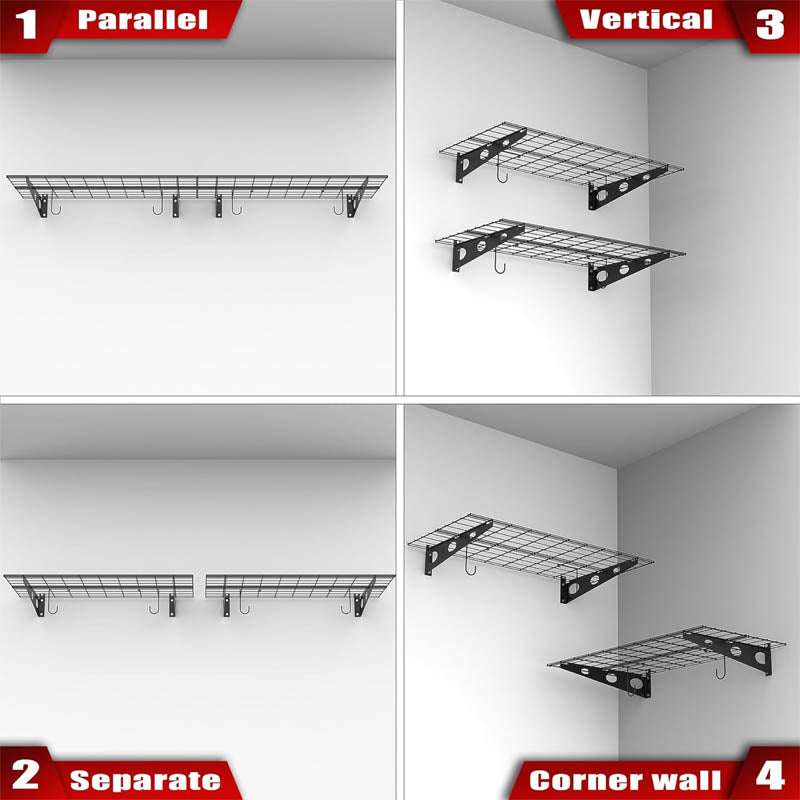 BowLift | Wall Shelf 2 Pack Garage Wall Shelf 2 x 4 ft/24 * 48 inch for Garage Heavy Duty Wall Shelving