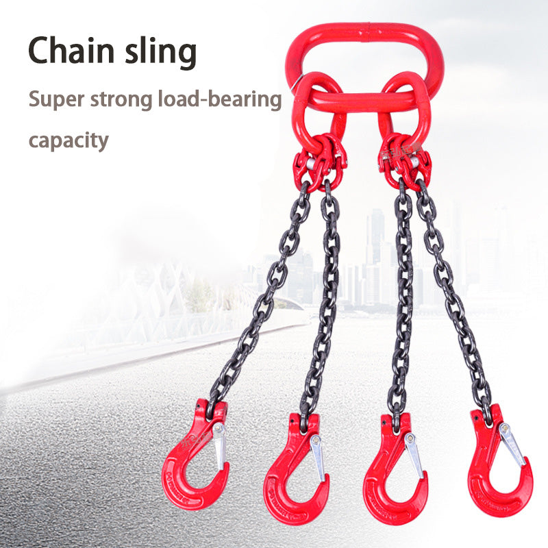 BowLift | Lifting Chain Sling, 5 Ton G80 Chain Four-Leg Hook And Ring Combination Complete Set Of Crane Sling,Lifting Tools