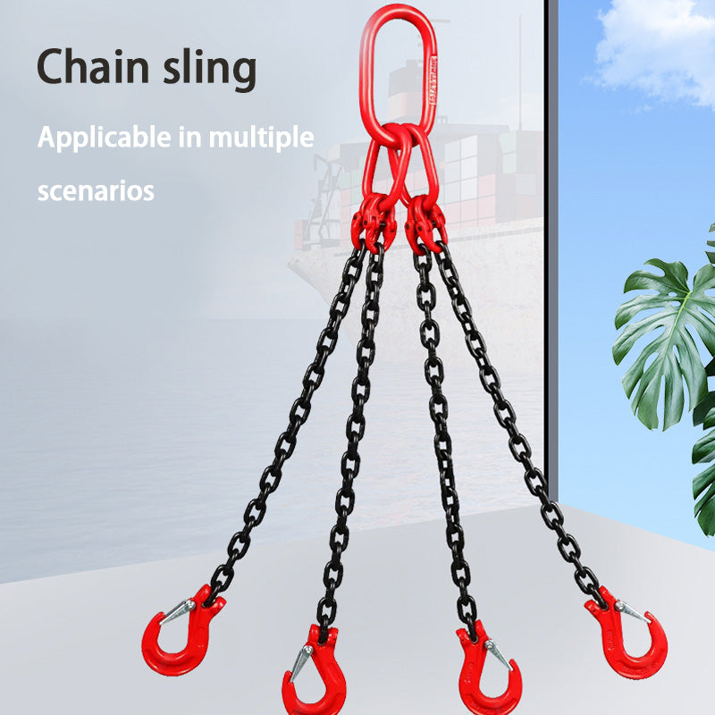 BowLift | Lifting Chain Sling, 5 Ton G80 Chain Four-Leg Hook And Ring Combination Complete Set Of Crane Sling,Lifting Tools