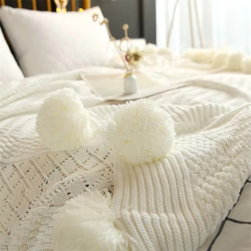 BowLift | Whimsy Fluffy Pom-Pom Macaron Blanket