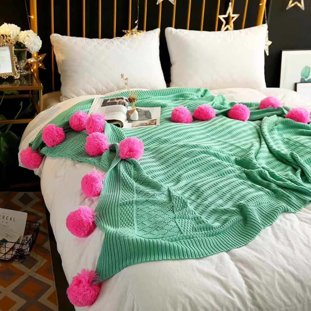 BowLift | Whimsy Fluffy Pom-Pom Macaron Blanket