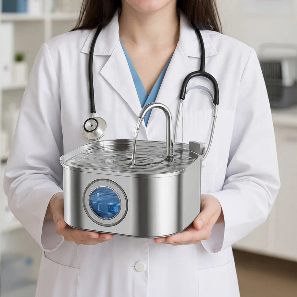 BowLift | AquaSoft Whisper Quiet Drinking Fountain for Pets – 3.2L with LED, Stainless Steel & 5-Stage Filtration