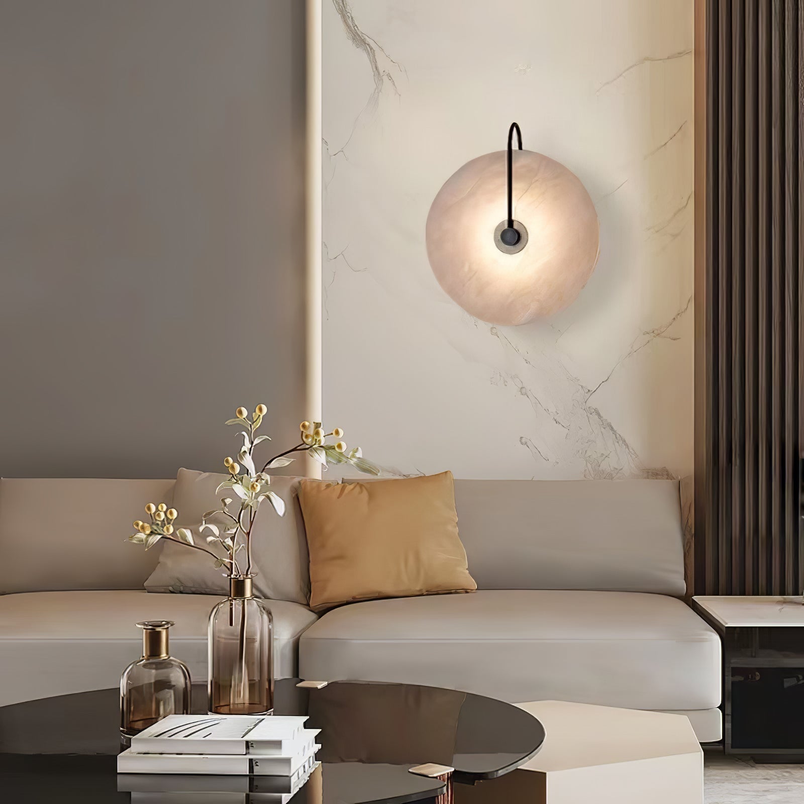 BowLift | White Alabaster Wall Lamp