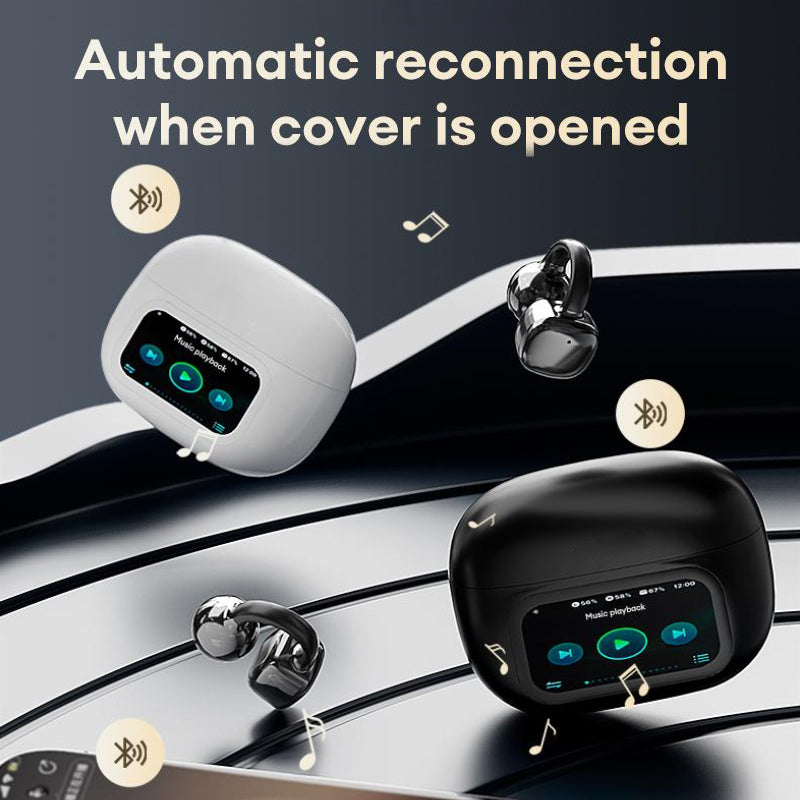 BowLift | Clip-On Ear LCD Full Color Touchscreen Audio Wireless Headphones