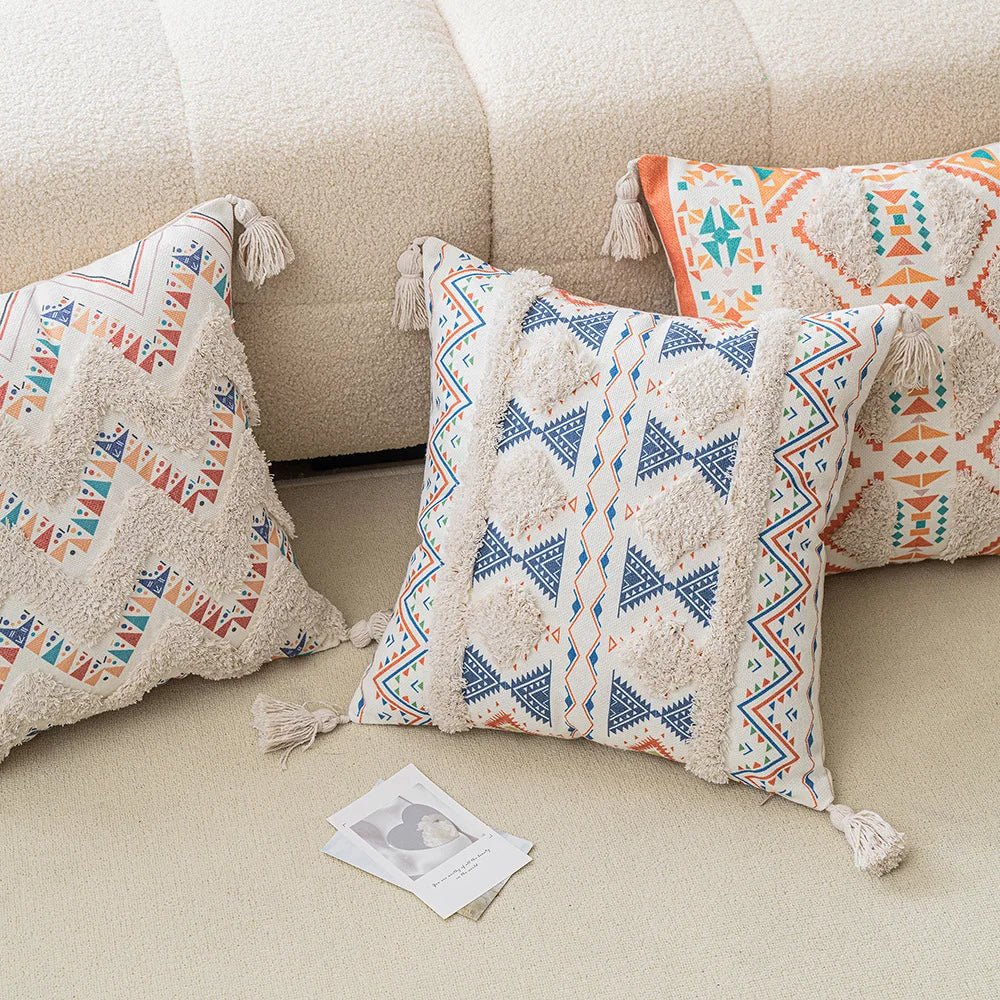 BowLift | Boho Geometric Tufted Cushion Cover – Decorative Pillow for Home and Sofa