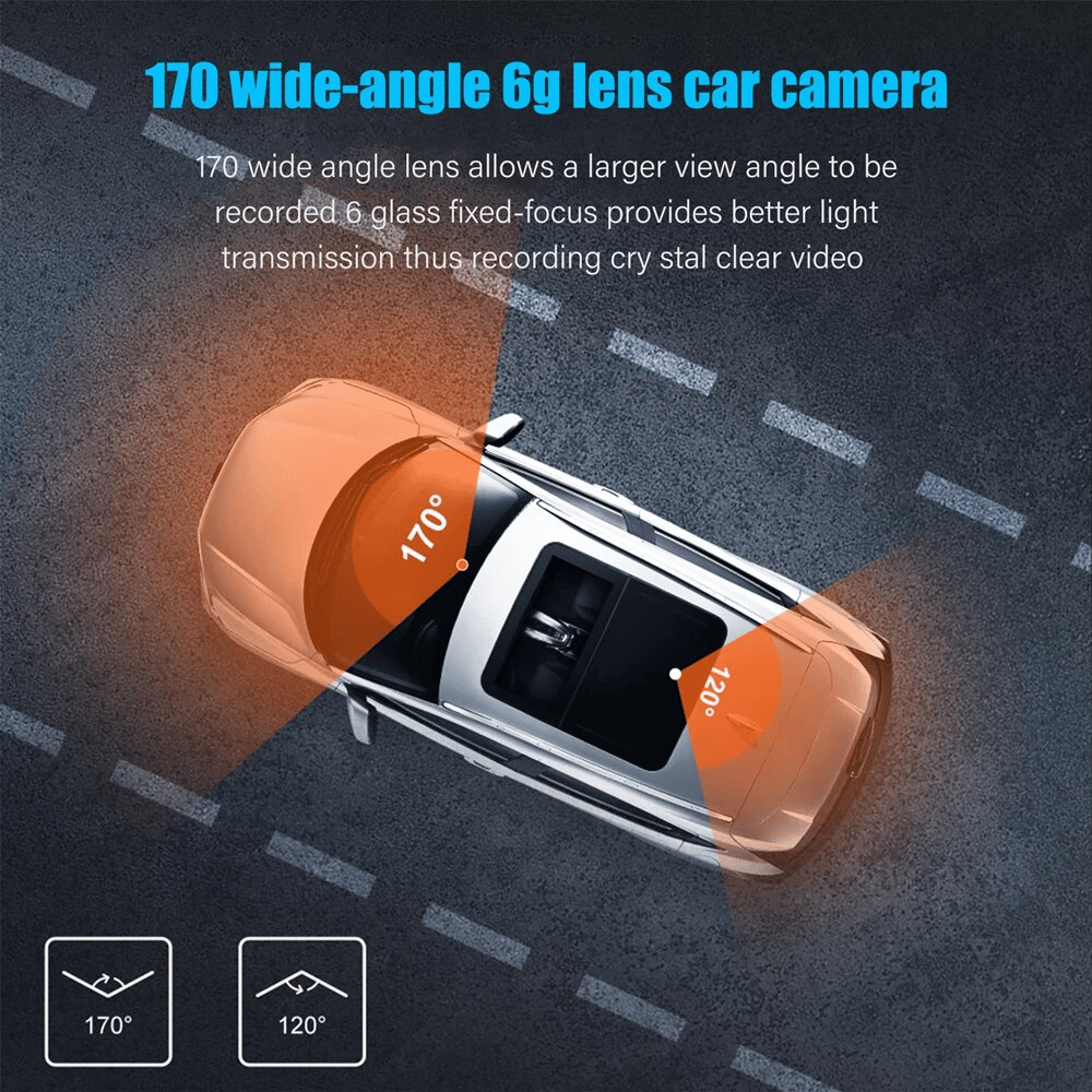 BowLift |  Dashcam with two lenses, 1080P HD and night vision - 170° wide angle