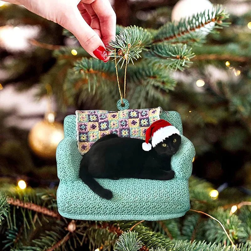 BowLift | Acrylic Black Cat Christmas Ornaments Set – Adorable Tree Pendants for Weddings, Parties, and Festive Home Décor