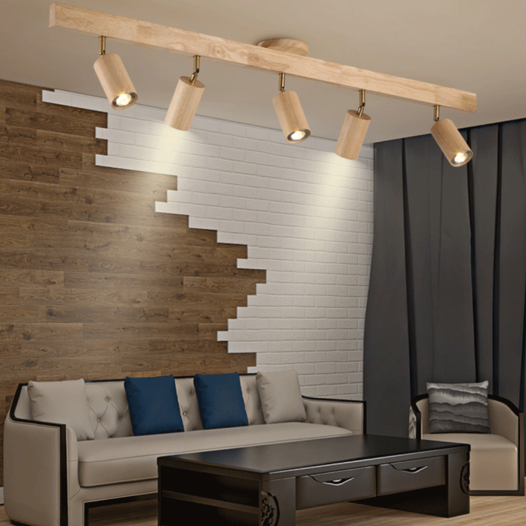 BowLift | EcoLux Adjustable Wooden Ceiling Spotlight with LED Bulb Included