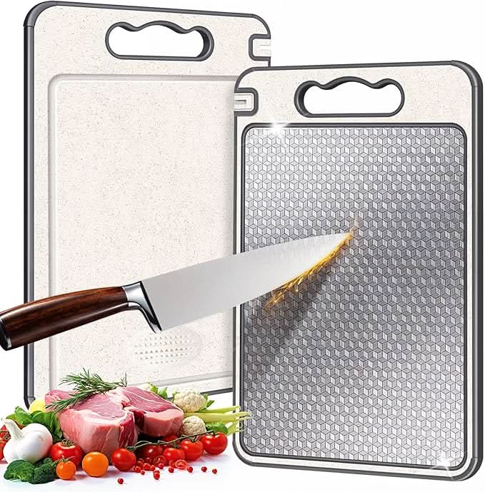 BowLift | Dual-Sided Stainless Steel Cutting Board with Knife Sharpener