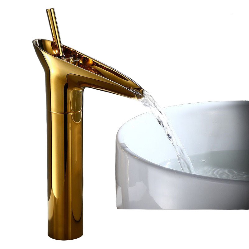 BowLift | AquaFalls – Antique Waterfall Basin Faucet in Brass with Bronze Finish