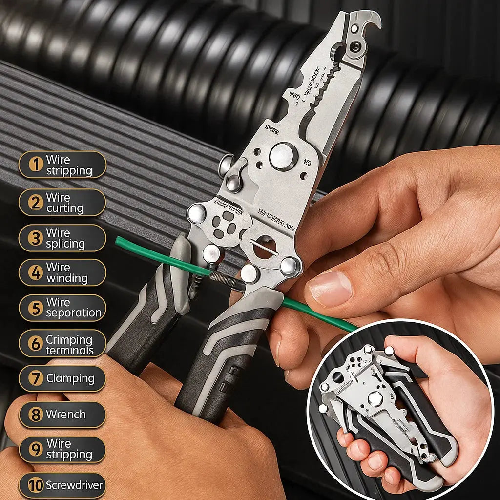 BowLift | Foldable 8-in-1 Wire Stripper for Electrical Work