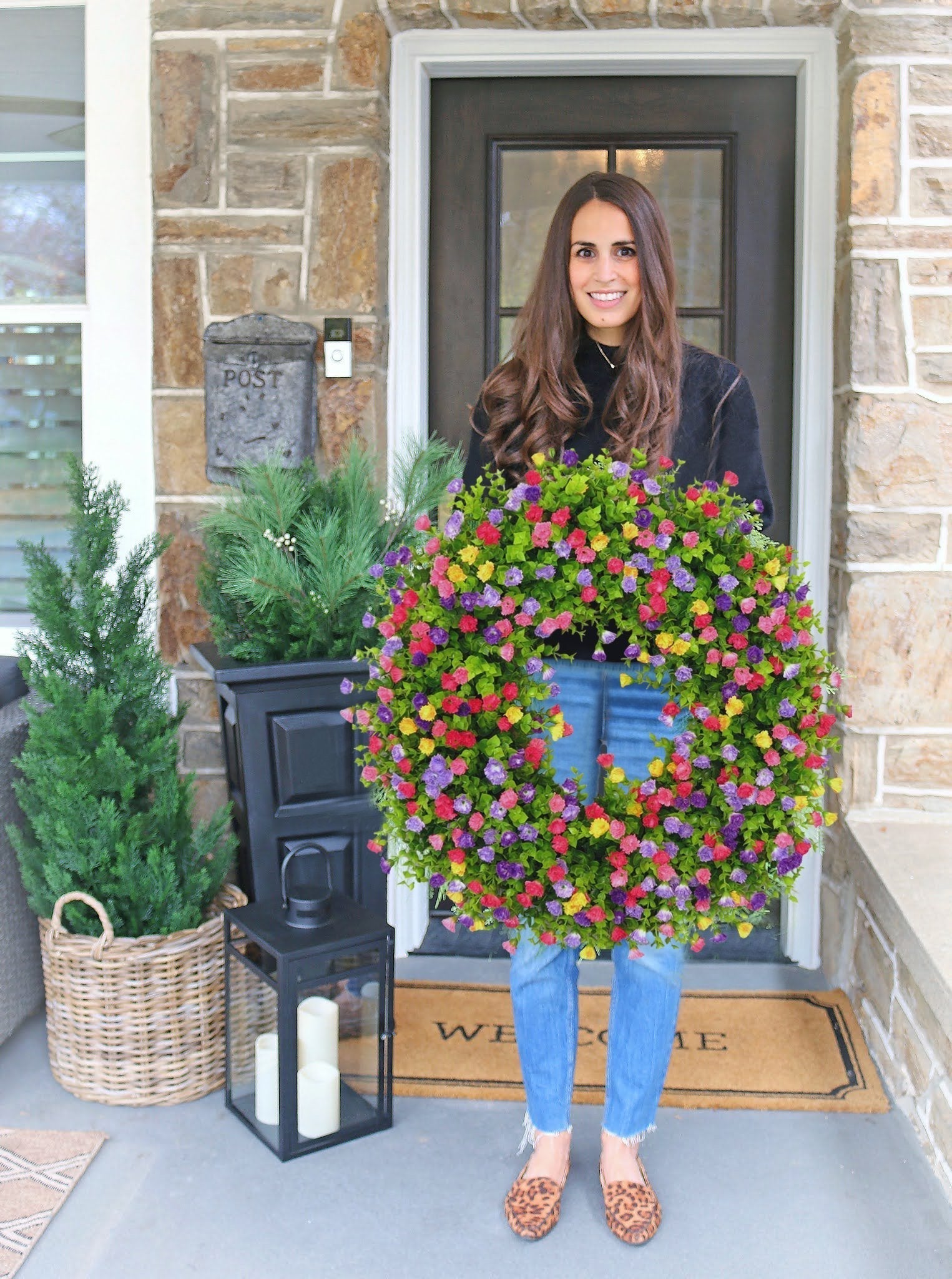 BowLift | BloomWreath Spring & Summer Front Door Wreath | Handmade Floral Grapevine Accent