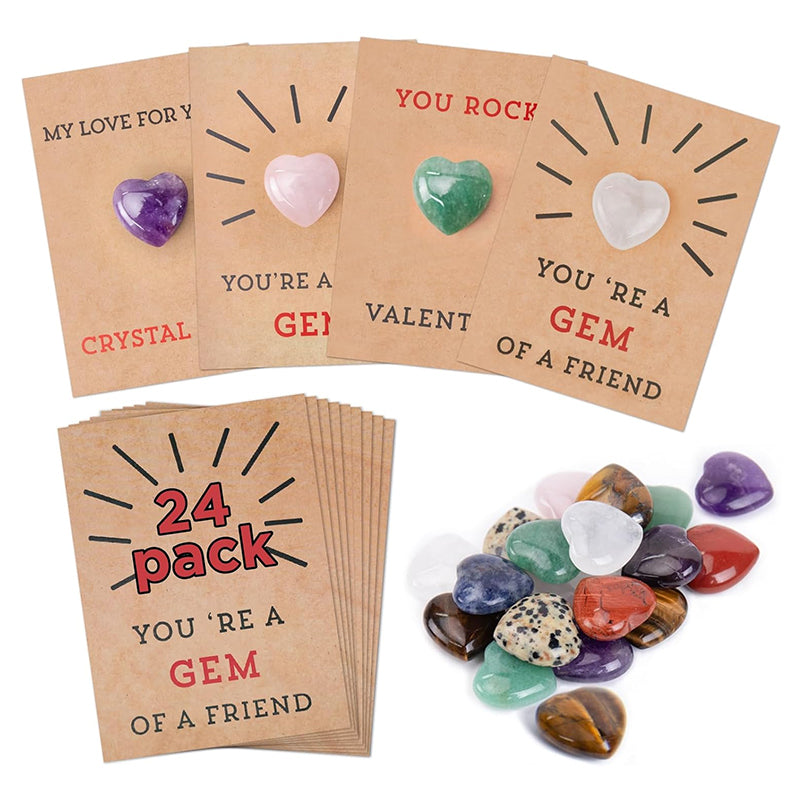 BowLift | 24-pack Valentine's Day cards with heart-shaped crystals