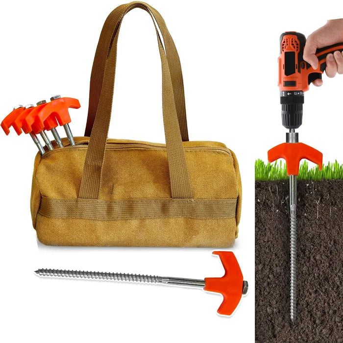 BowLift | 8" Screw in Tent Stakes - Ground Anchors Screw in
