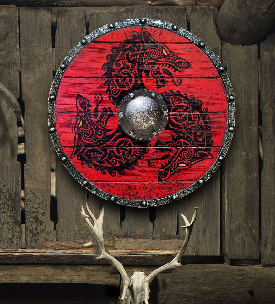 BowLift | Eivor Valhalla Raven Battle Damaged Viking Wooden Shield 30CM