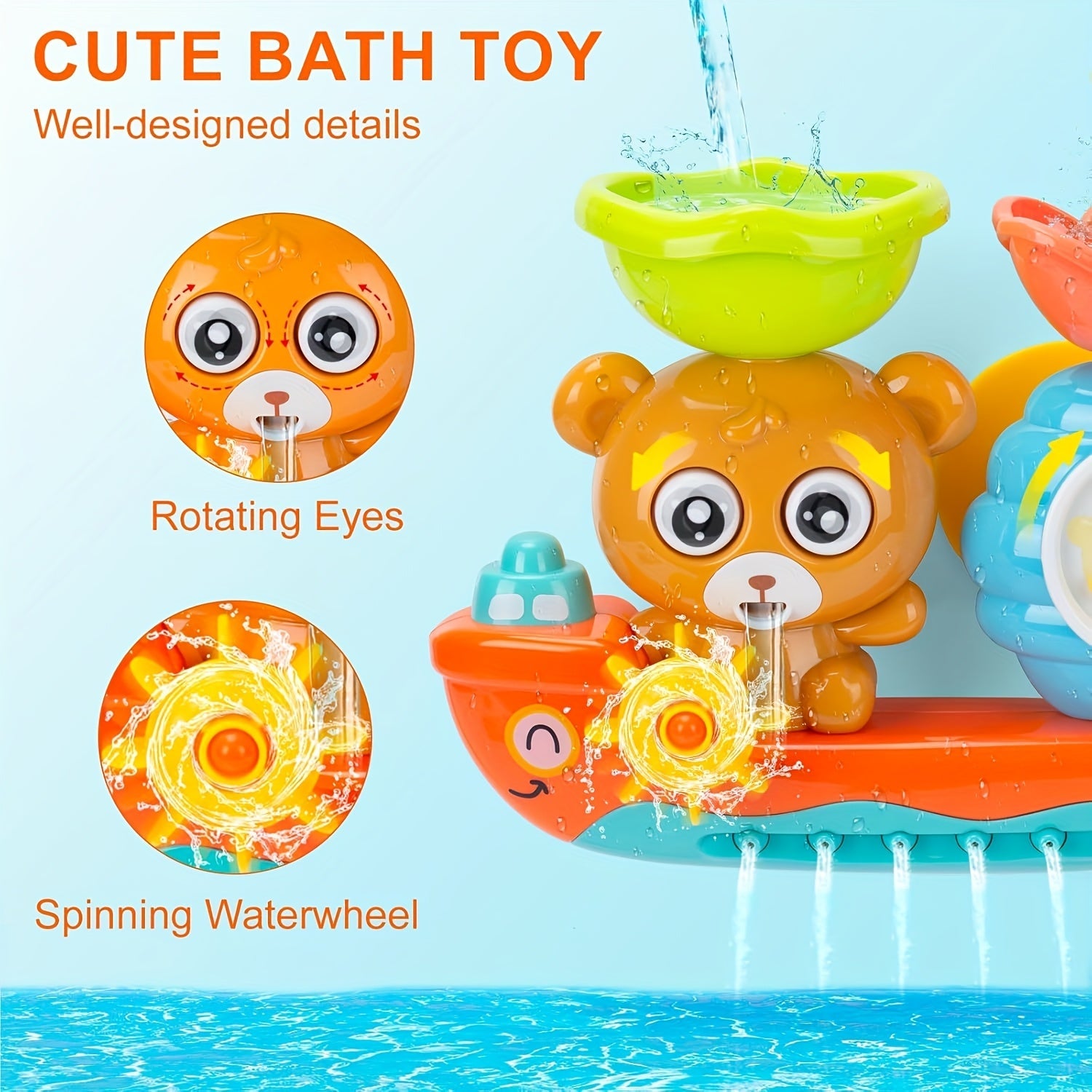 BowLift | Baby Bath Toy Floating Bear Boat
