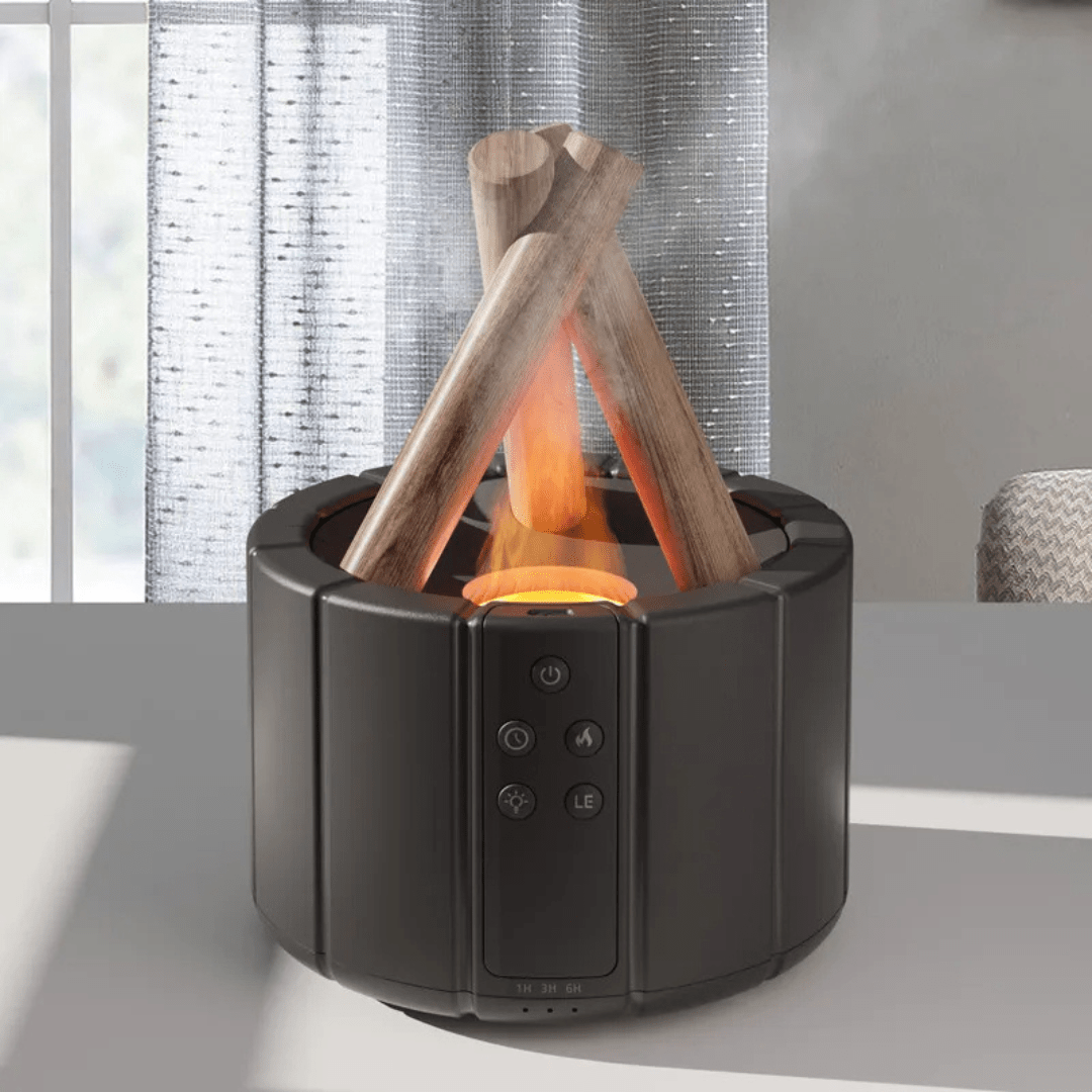 BowLift | AuroMist Ultrasonic Flame Humidifier | Cozy bonfire light humidifier with aromatherapy function