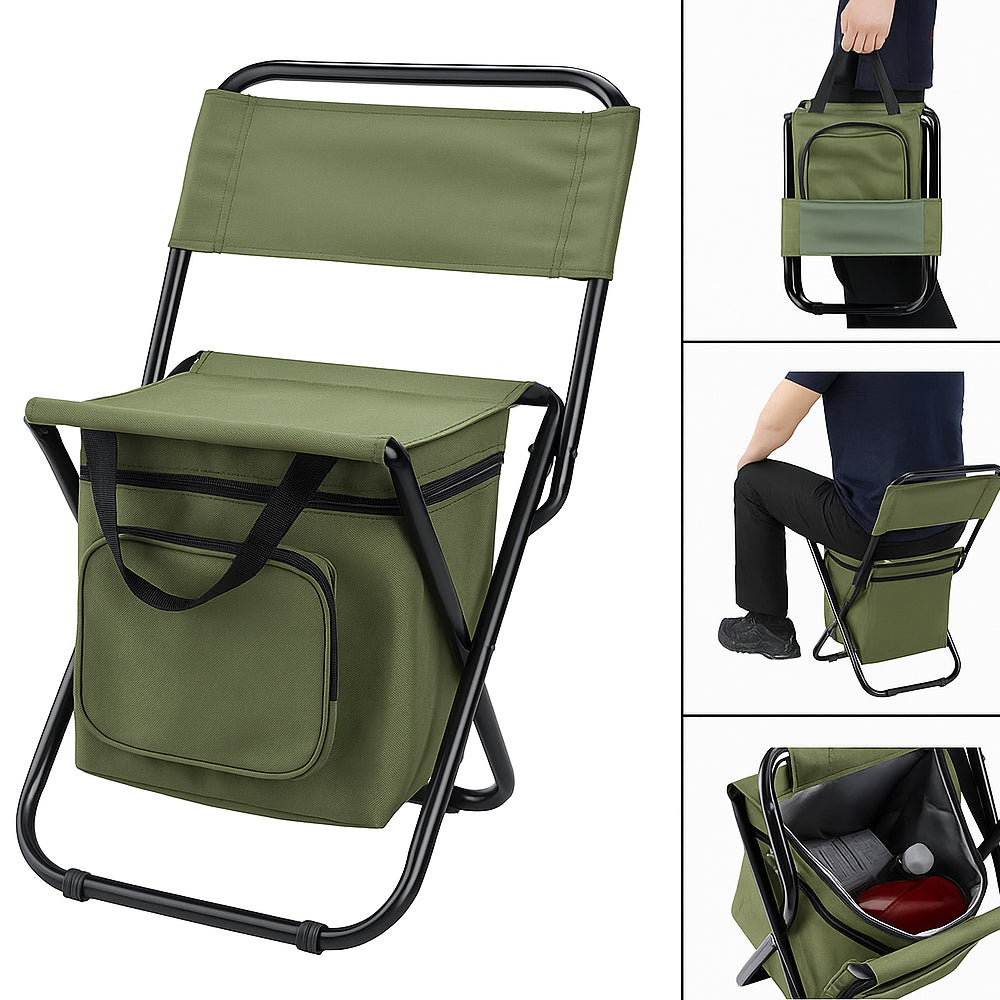 BowLift | ChillPack Outdoor Chair – Folding Camping Chair with Backrest and Integrated Cooler Bag