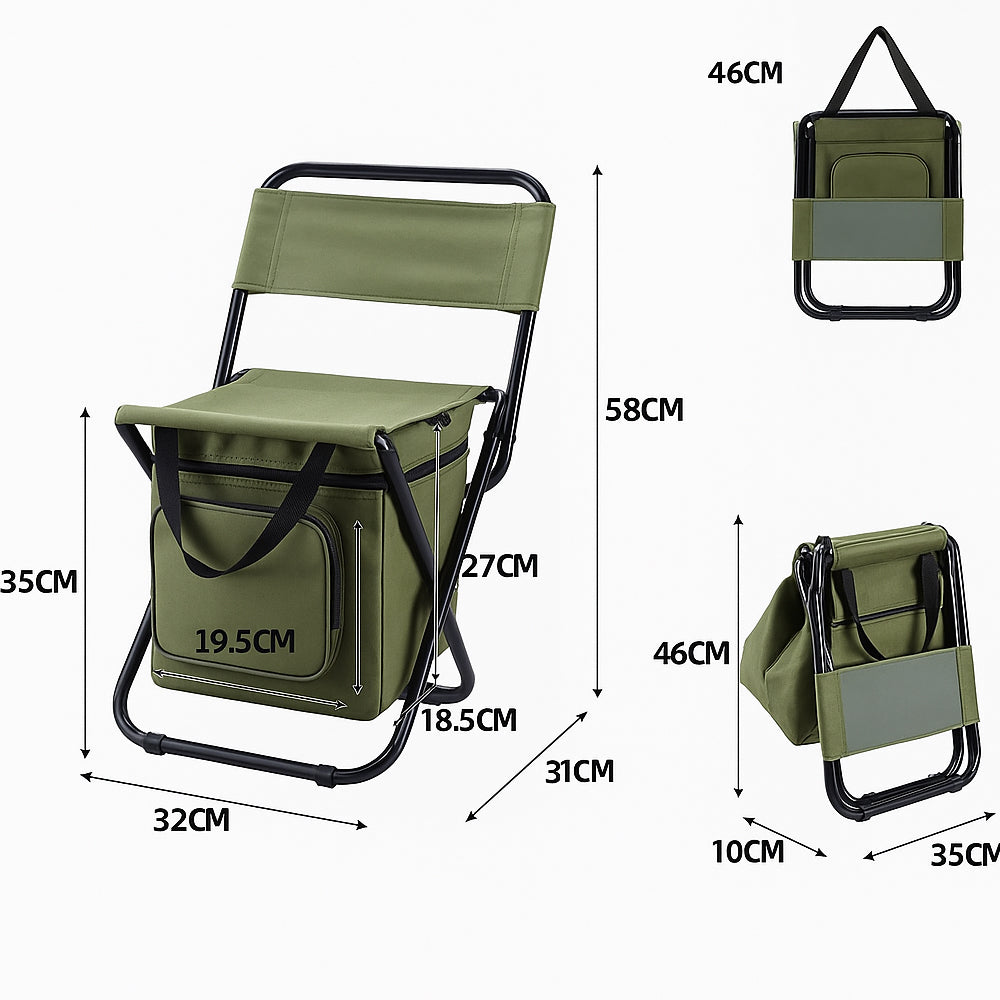 BowLift | ChillPack Outdoor Chair – Folding Camping Chair with Backrest and Integrated Cooler Bag