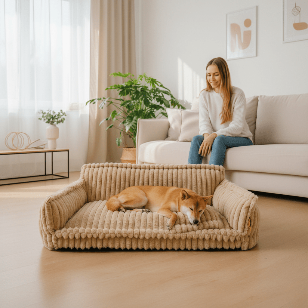 BowLift | CANILUX – Orthopedic Dog Bed with Raised Headrest & Soft Cushion