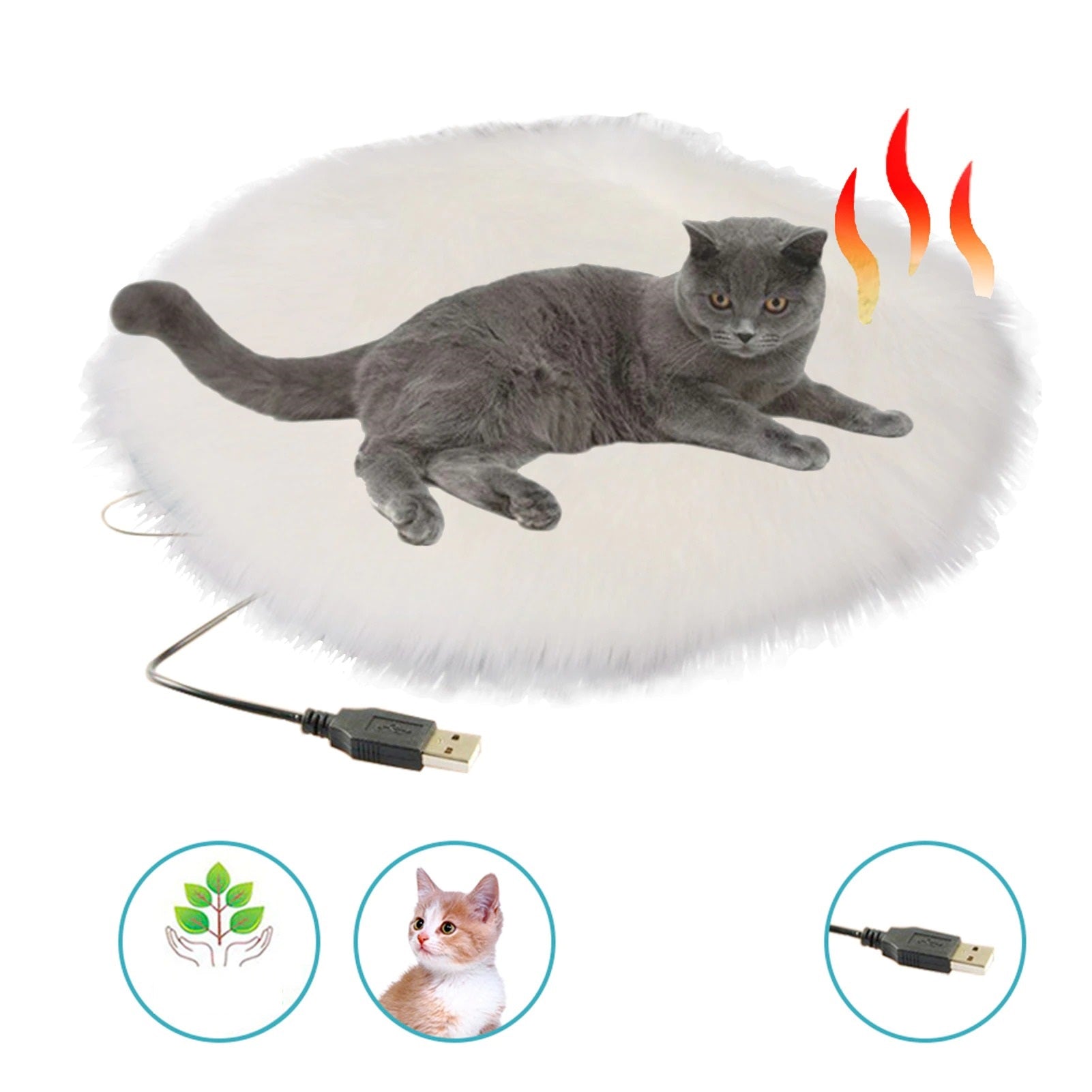 BowLift | USB heated plush cat bed - Constant temperature & Portable winter cushion