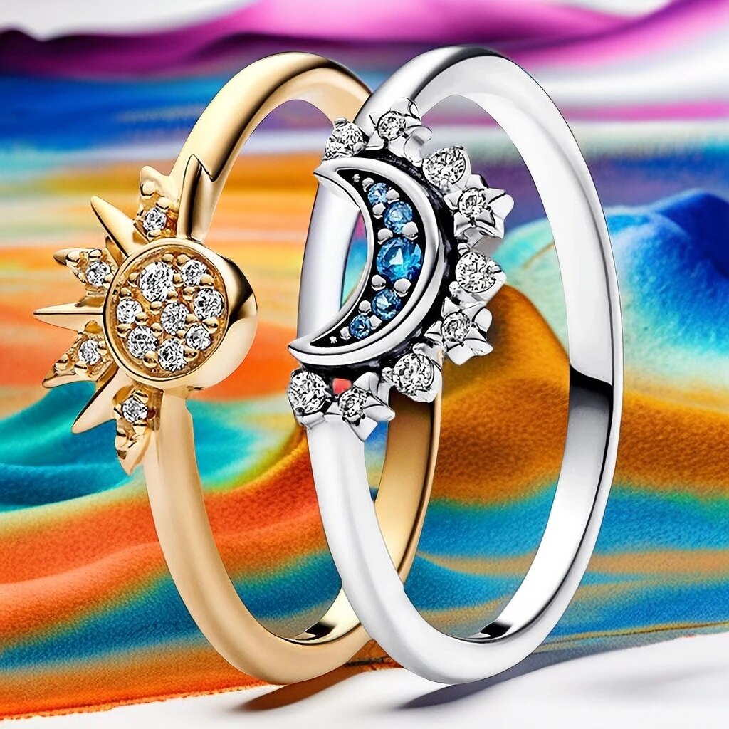 BowLift | Crystal Statement Ring with Sun and Moon Design
