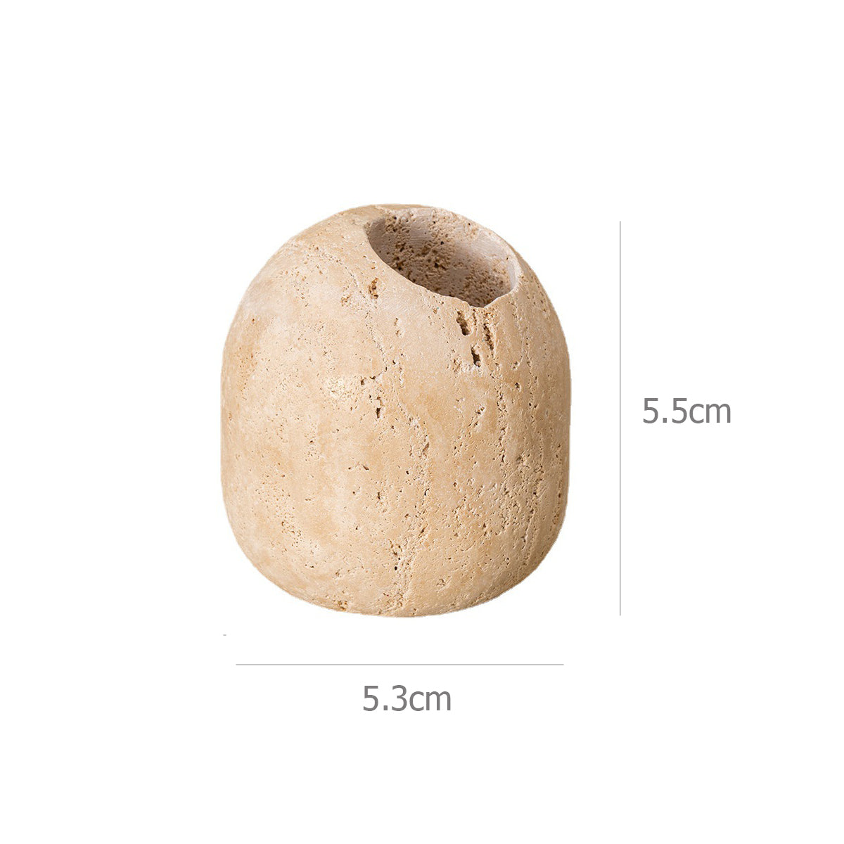 BowLift | Beige Travertine Stone Match Holder and Toothpick Jar