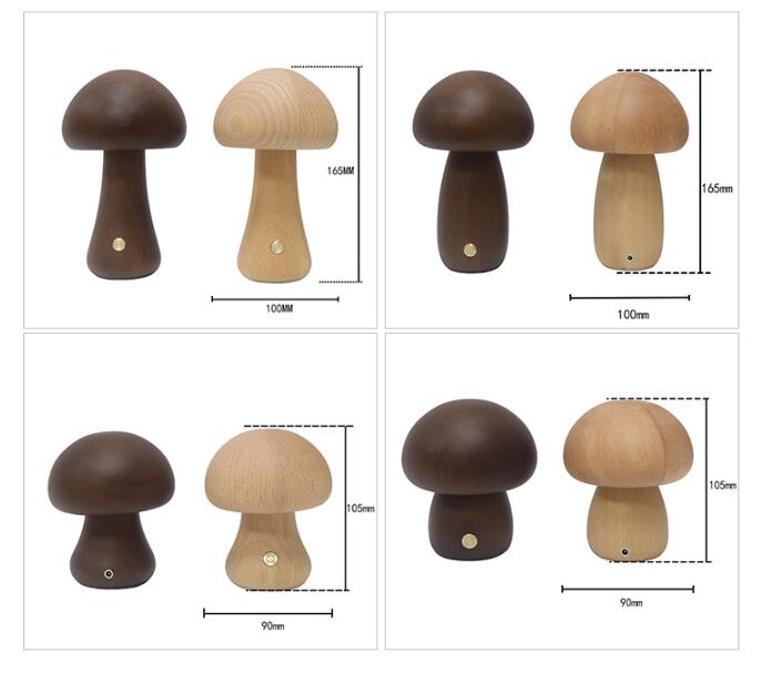 BowLift | LumoNight Wooden Mushroom Night Light – LED Bedside Lamp with Touch Control