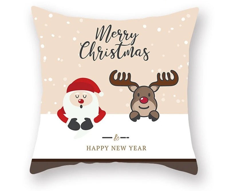 BowLift | Christmas Cushion Cover – Festive Santa & Elk Design for Holiday Decor & Perfect New Year Gift