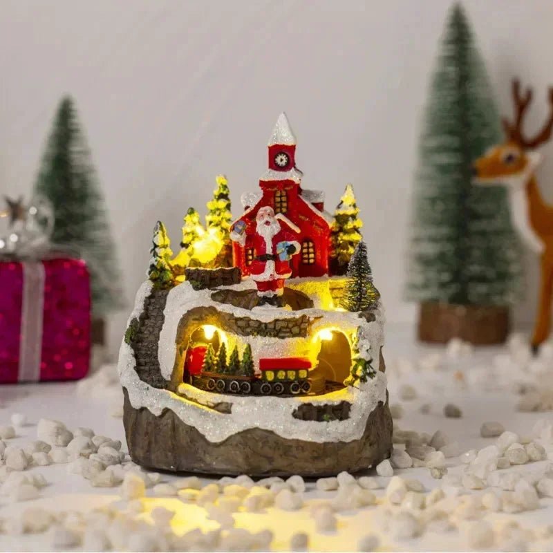 BowLift | Christmas Figurine with Music & Lights – Snowy House Décor with Snowman for Delightful Holiday Gifts & Home Charm