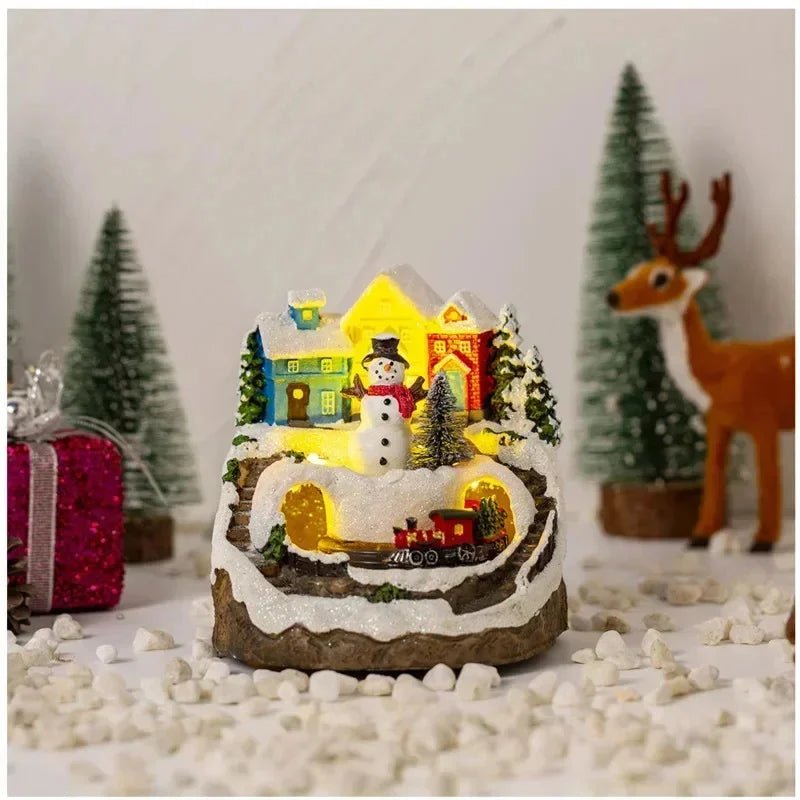 BowLift | Christmas Figurine with Music & Lights – Snowy House Décor with Snowman for Delightful Holiday Gifts & Home Charm