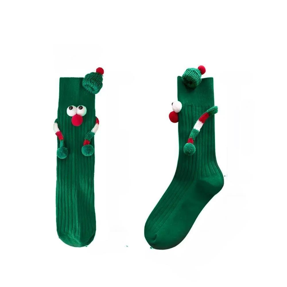 BowLift | Christmas Holding Hands Socks- Elastic Cartoon Socks Perfect Funny Holiday Gift for Winter