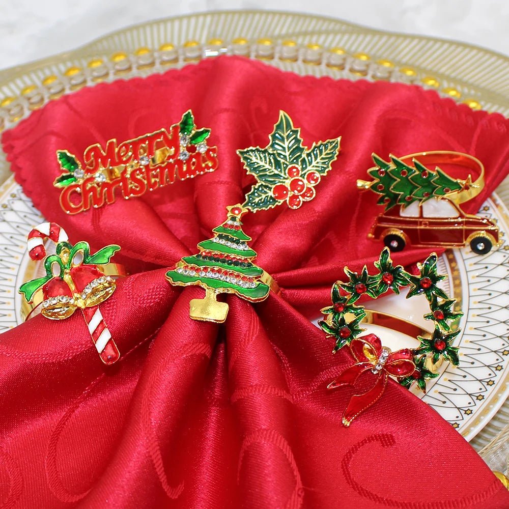 BowLift | Christmas Napkin Rings – Sparkling Deer & Tree Wreath Holders for Festive Weddings & Holiday Table Decor