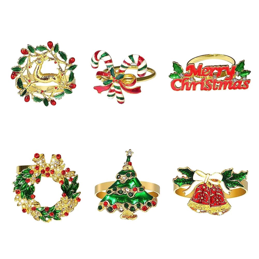 BowLift | Christmas Napkin Rings – Sparkling Deer & Tree Wreath Holders for Festive Weddings & Holiday Table Decor