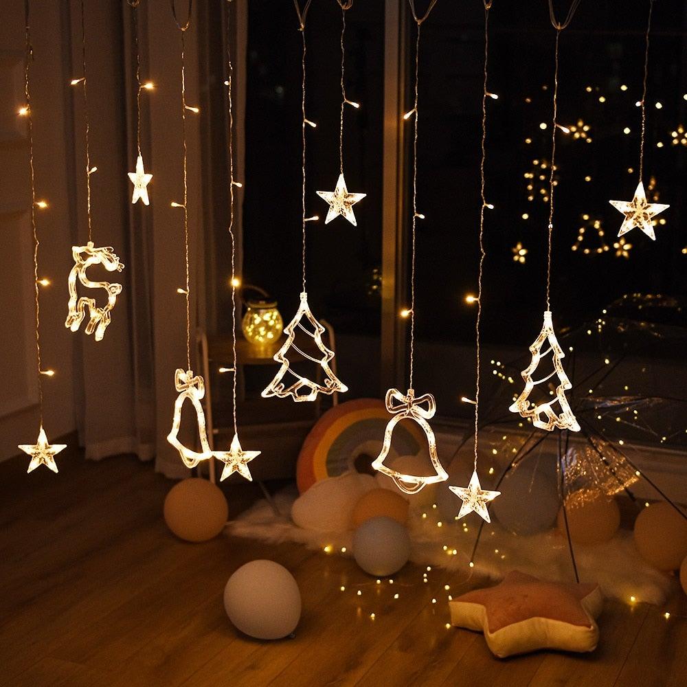 BowLift | Christmas String Lights - LED Star Curtain  Fairy String Lights Christmas Decoration