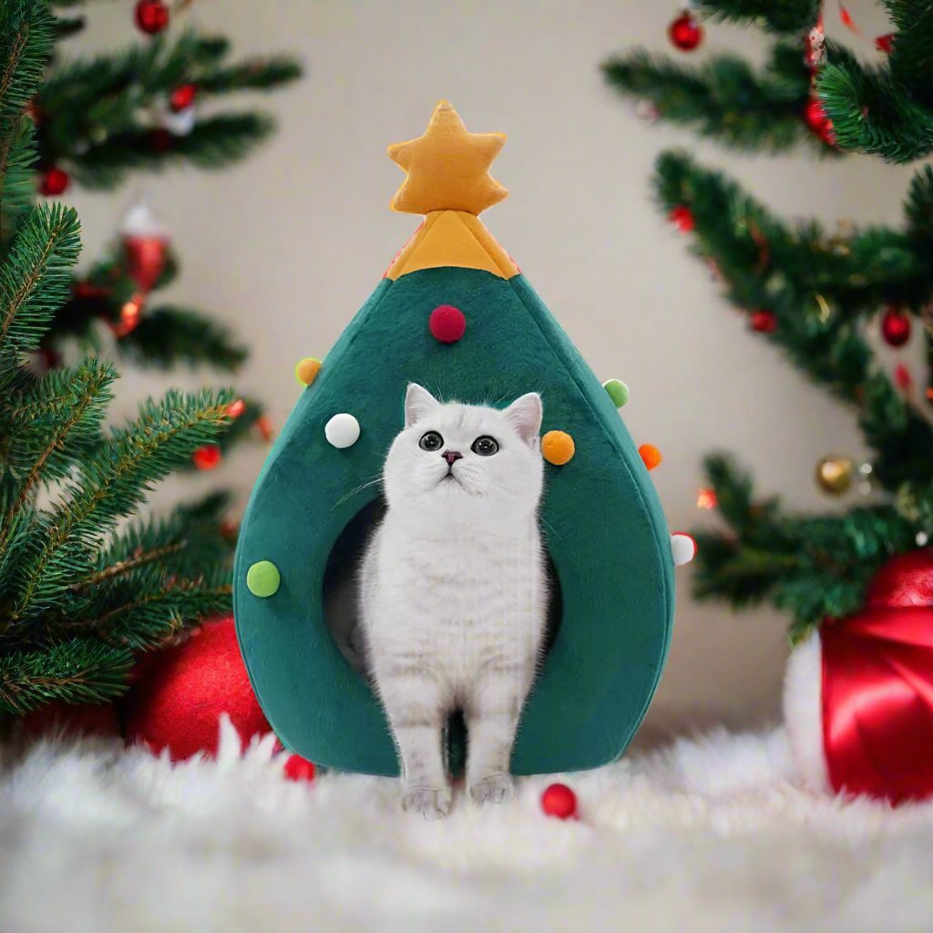 BowLift | Christmas Tree Pet Bed / Tent – Warm Winter Tent for Dogs & Cats, Perfect for Holiday Comfort & Style