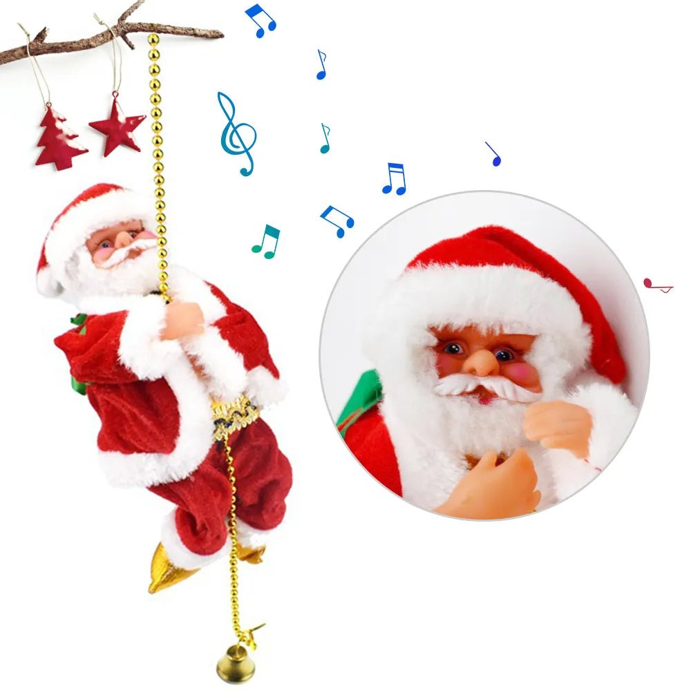 BowLift | Climbing Santa Claus Christmas Ornament - Climbing Santa with Light Music Indoor and Outdoor Christmas Decor