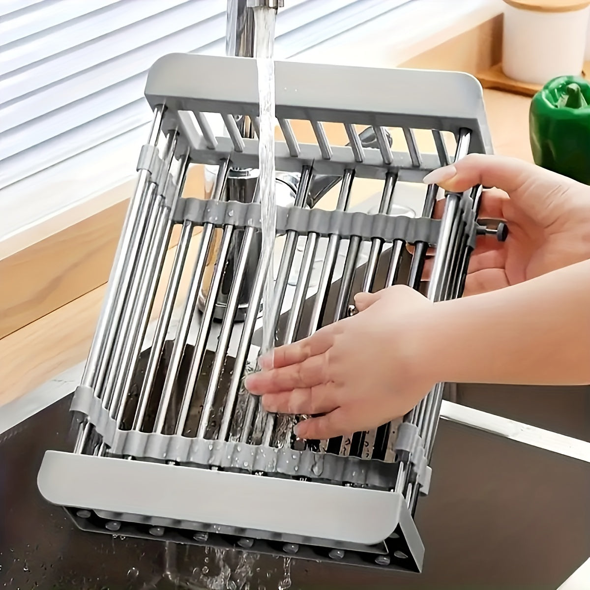 BowLift | Expandable Sink Draining Rack – Space-saving Dish and Vegetable Holder for the Kitchen
