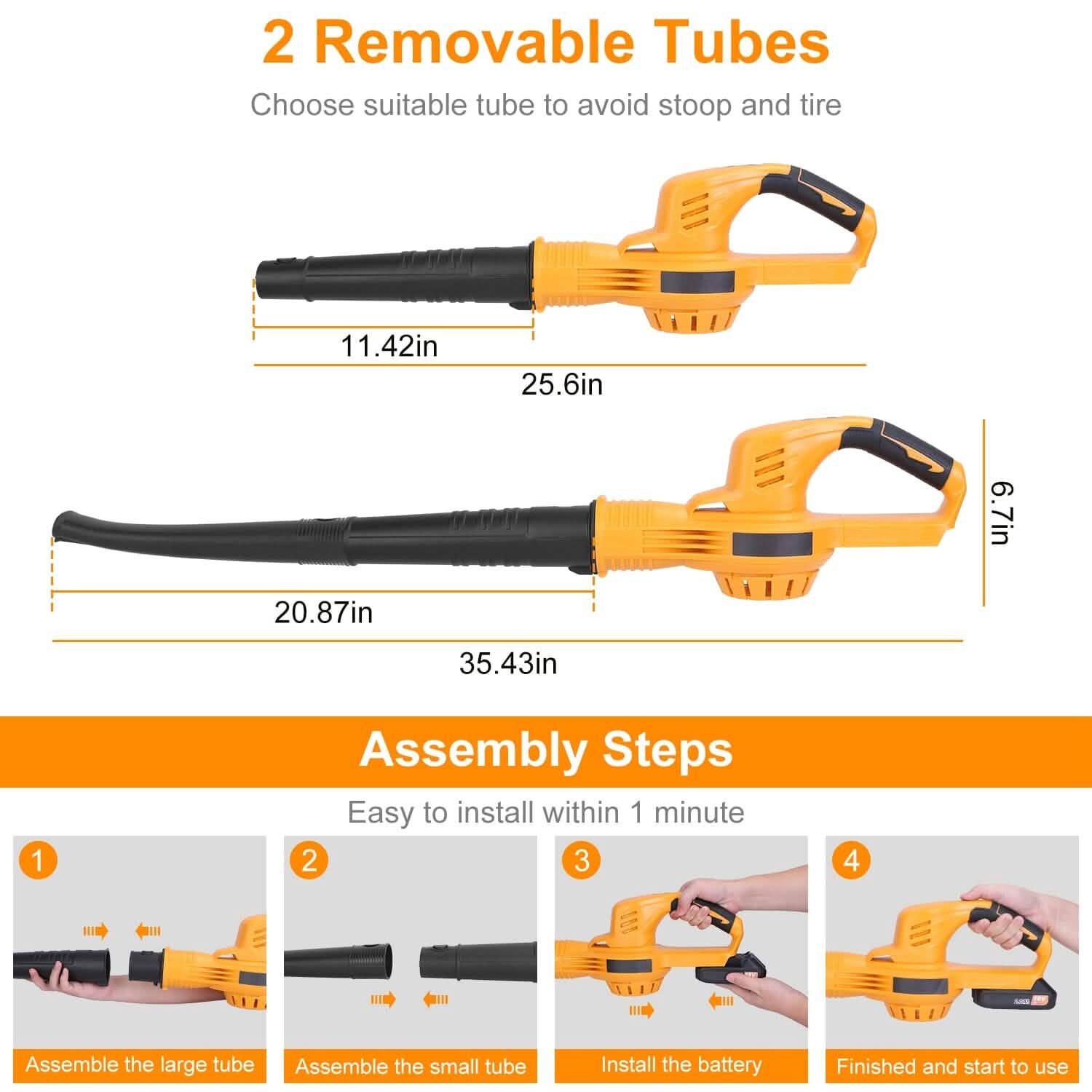 BowLift | Battery Leaf Blower Cordless Max 124MPH 300CFM with 2 Adjustable Speeds