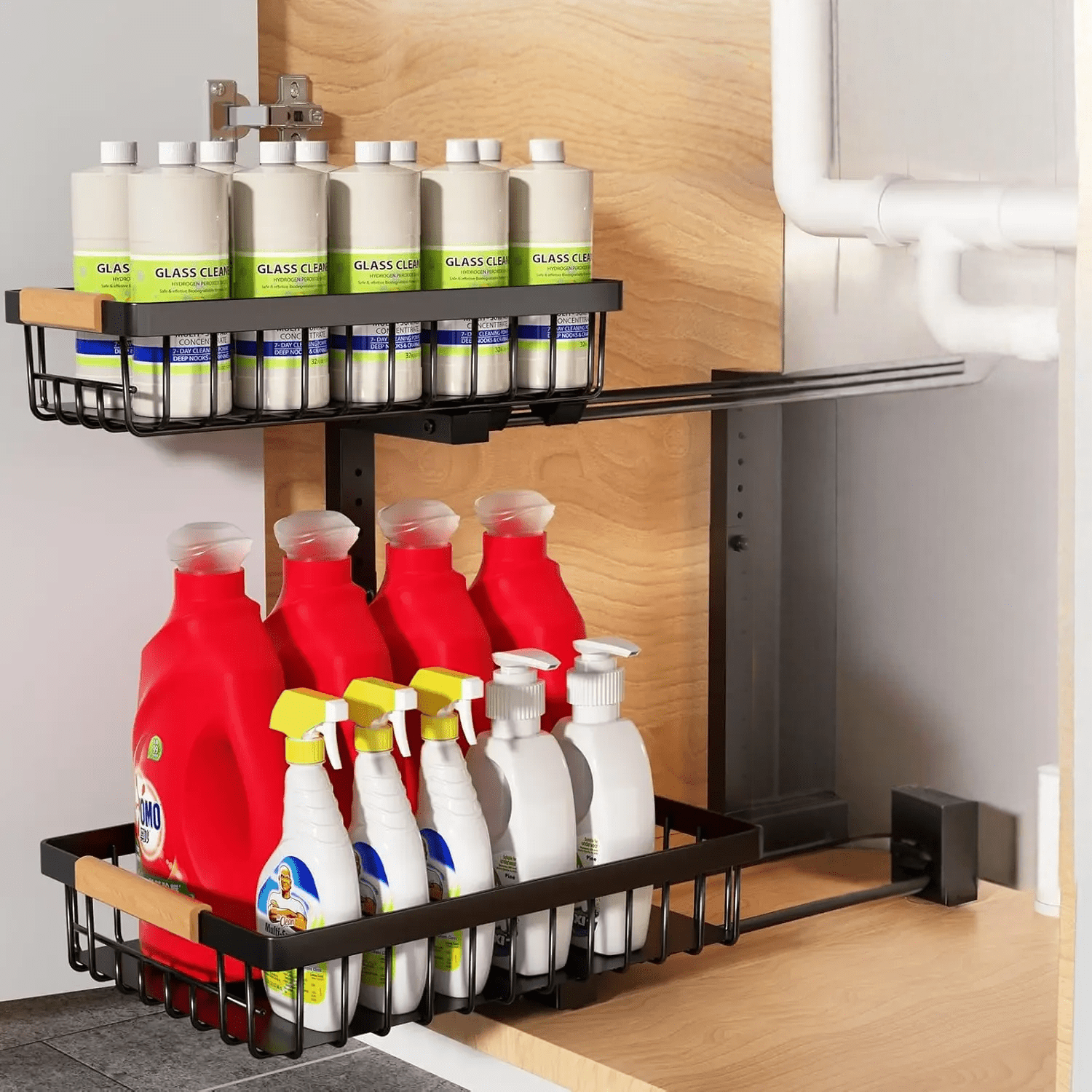 BowLift | Curcura – Heavy-Duty Adjustable Steel Under Sink Organizer for Kitchen & Bathroom