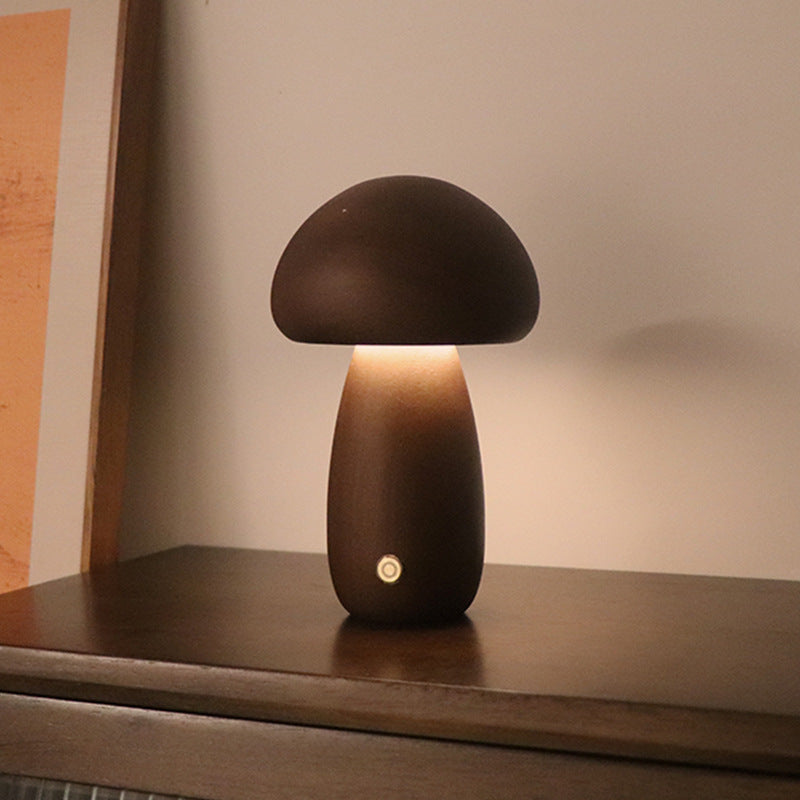 BowLift | LumoNight Wooden Mushroom Night Light – LED Bedside Lamp with Touch Control