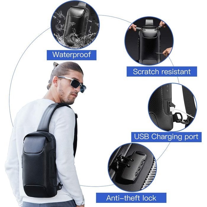 BowLift | Anti-Theft Crossbody Bag | Landy Carry Without Worry | Waterproof Oxford | USB Charging Port | Unisex Travel Pack