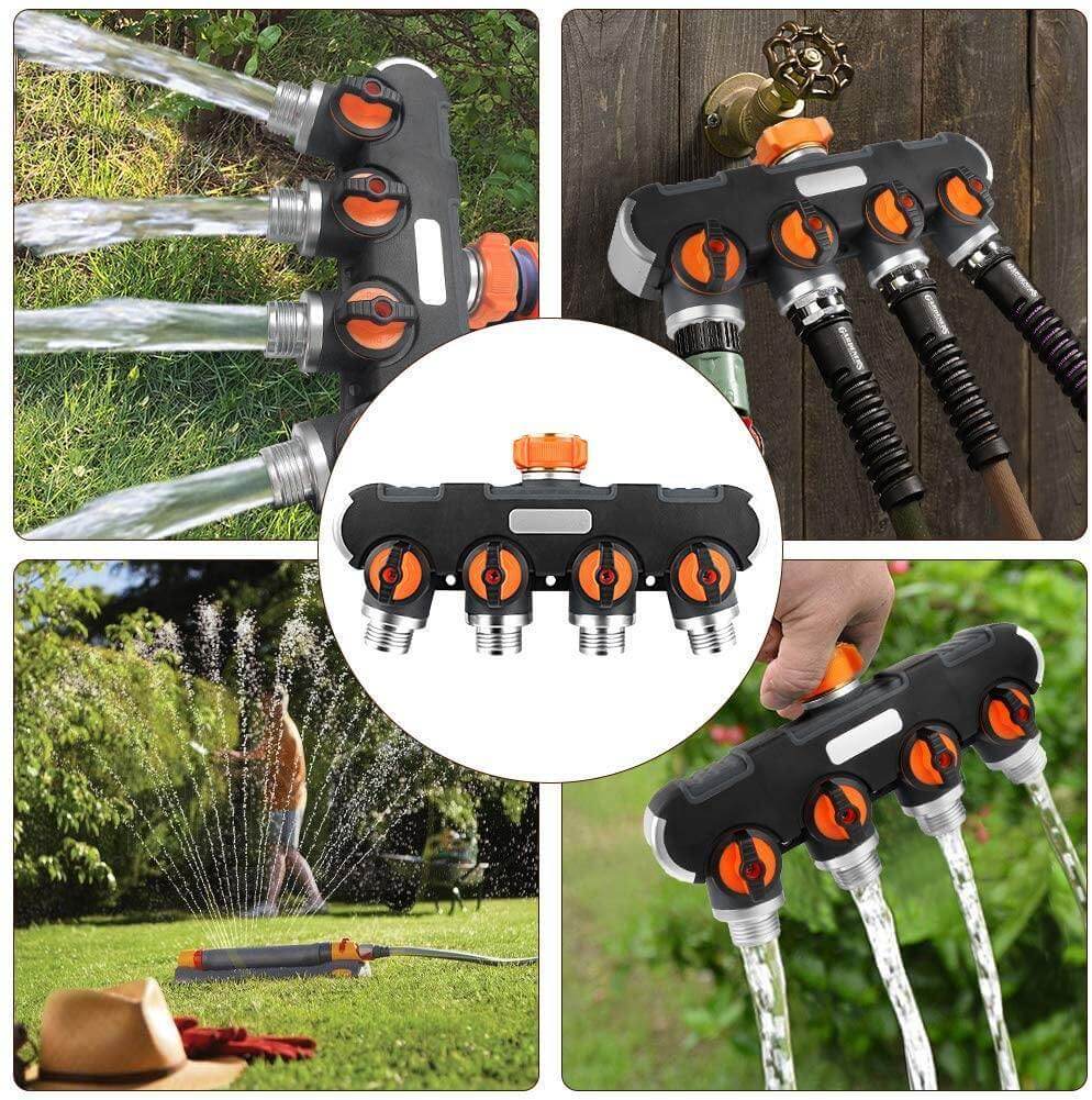 BowLift | 4-way Garden Hose Faucet Splitter Connector