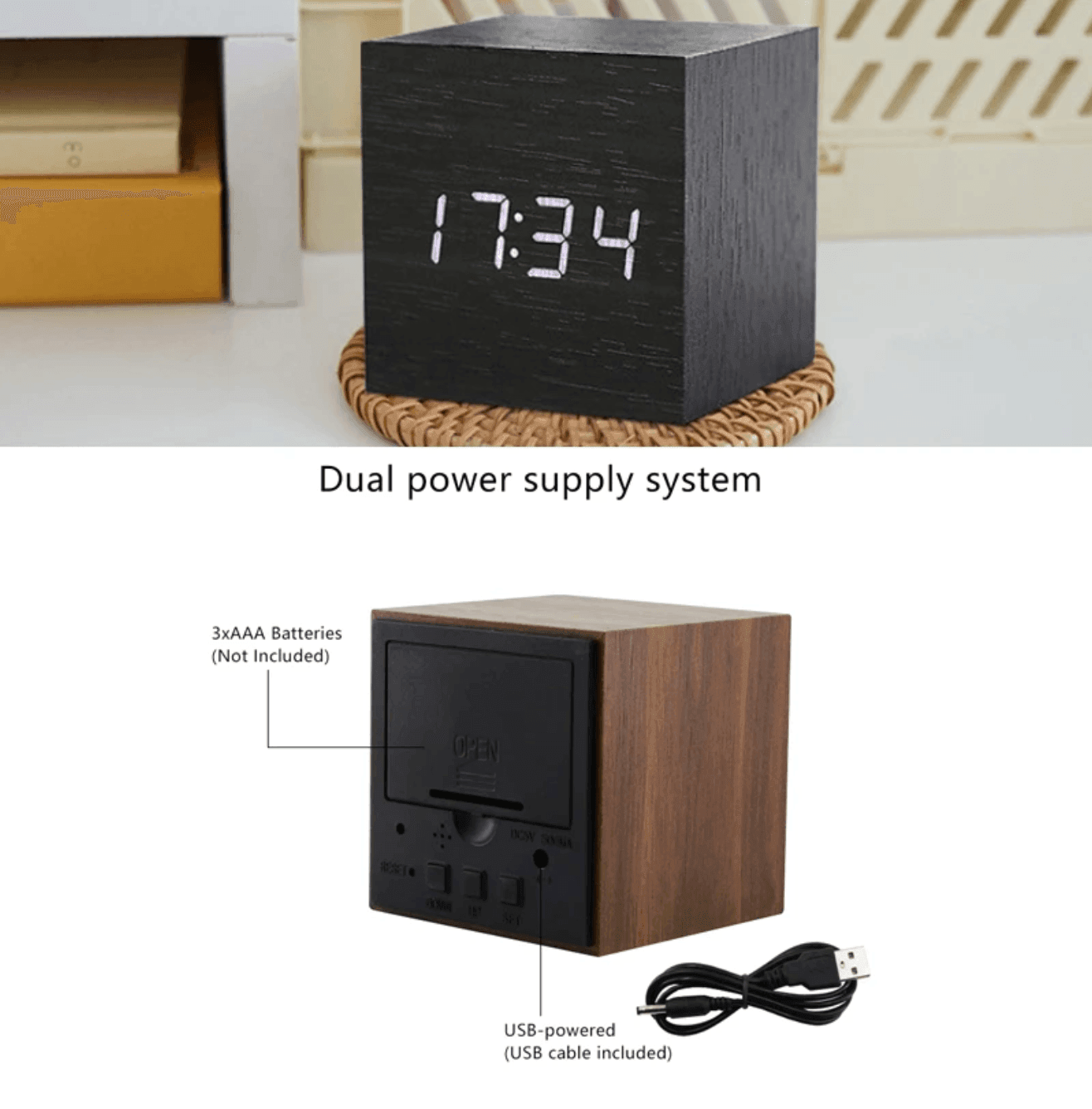 BowLift | Digital Wood LED Clock