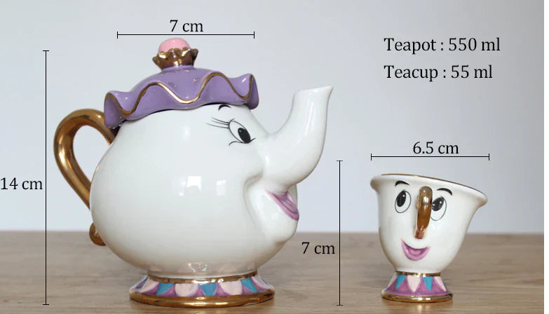 BowLift | Limited Cartoon Beauty and the Beast Bone China Cup Tea Set Mrs. Potts and Chips Teapot Coffee Cups Set