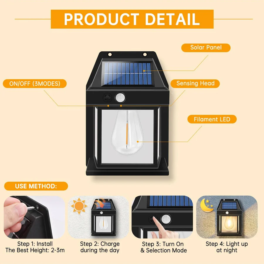 BowLift | 2 Set Solar Wall Lamp Outdoor
