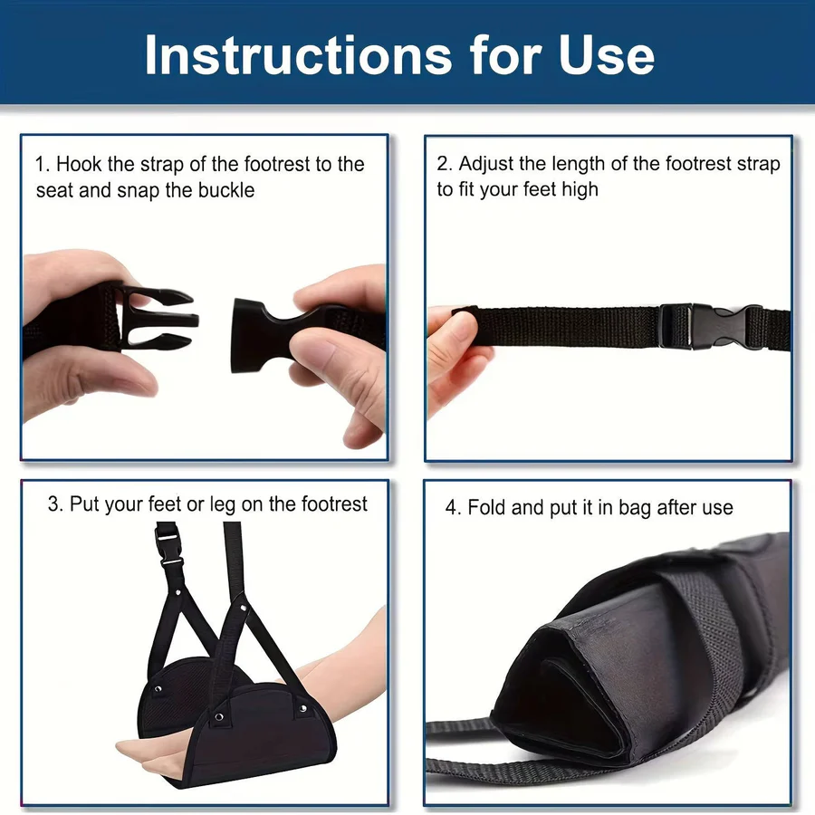 BowLift | 2-Pack Foot Hammock, Portable Travel & Under-Desk Leg Rest with Adjustable Straps